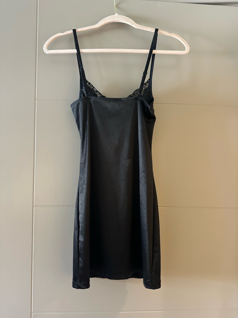 Motel Black Satin Slip Dress with Lace Trim size S - Picture 2 of 2